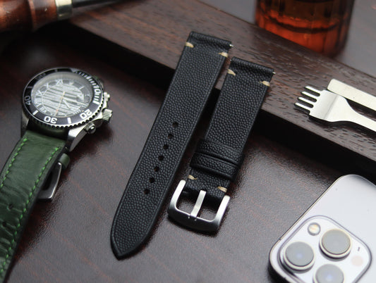PREMIUM LEATHER STRAP SPIDER BLACK - MINIMAL STITCHED (BEIGH)