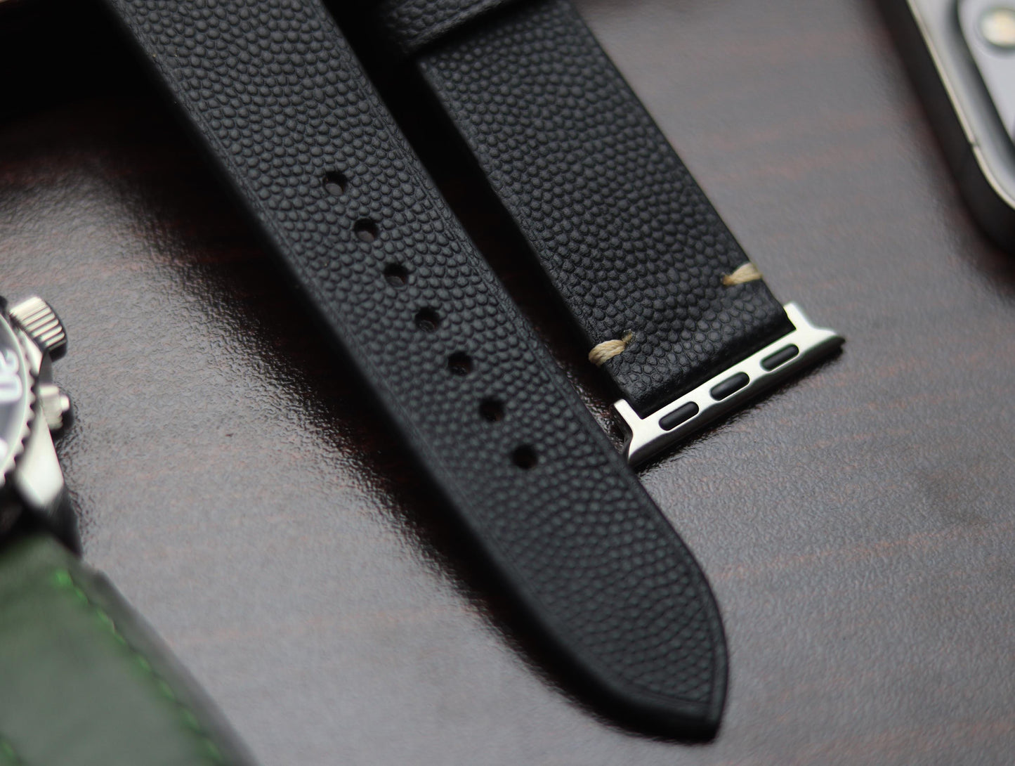 PREMIUM LEATHER STRAP SPIDER BLACK - MINIMAL STITCHED (BEIGH)