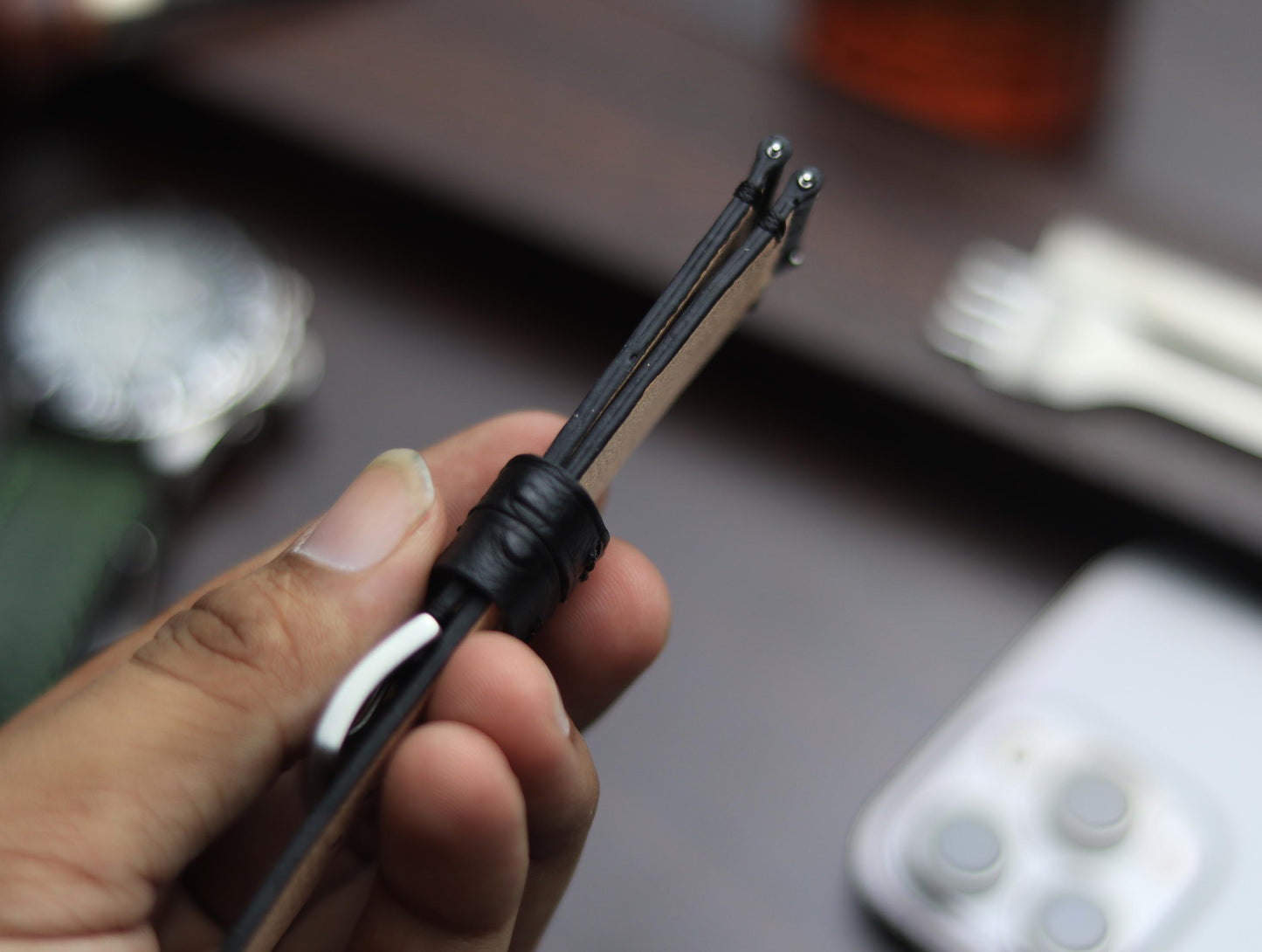 PREMIUM LEATHER STRAP OBSIDIAN  BLACK - MINIMAL STITCHED (BLACK)
