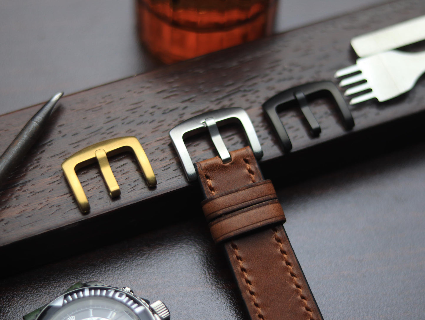 PREMIUM LEATHER STRAP SEPIA BROWN-FULL STITCHED (BROWN)
