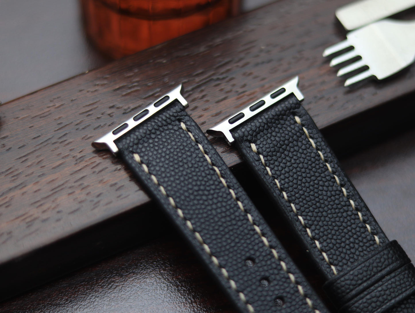 PREMIUM LEATHER STRAP SPIDER BLACK - FULL STITCHED (BEIGH)