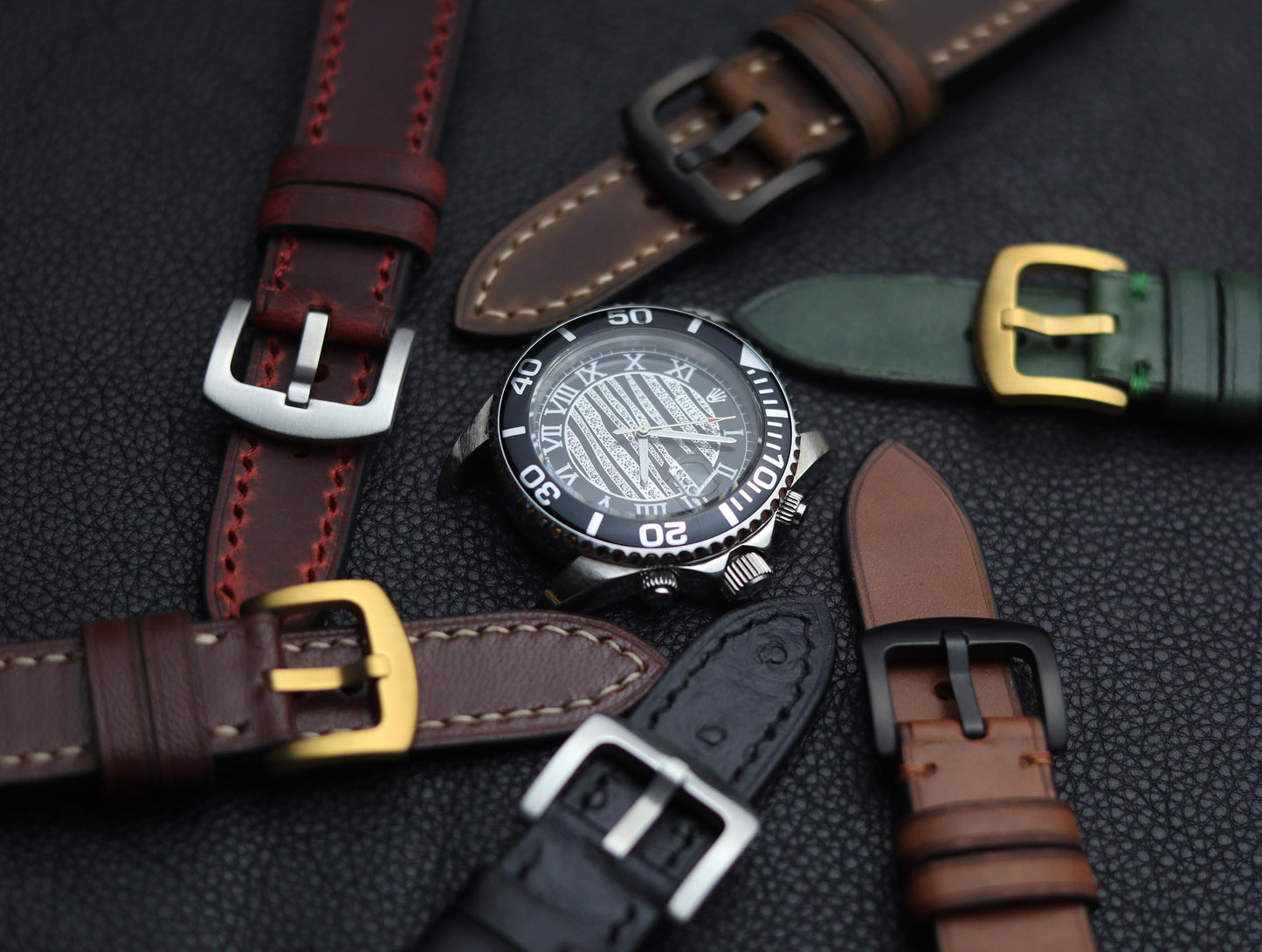 PREMIUM LEATHER STRAP ECLIPSE BROWN - FULL STITCHED (BEIGH)