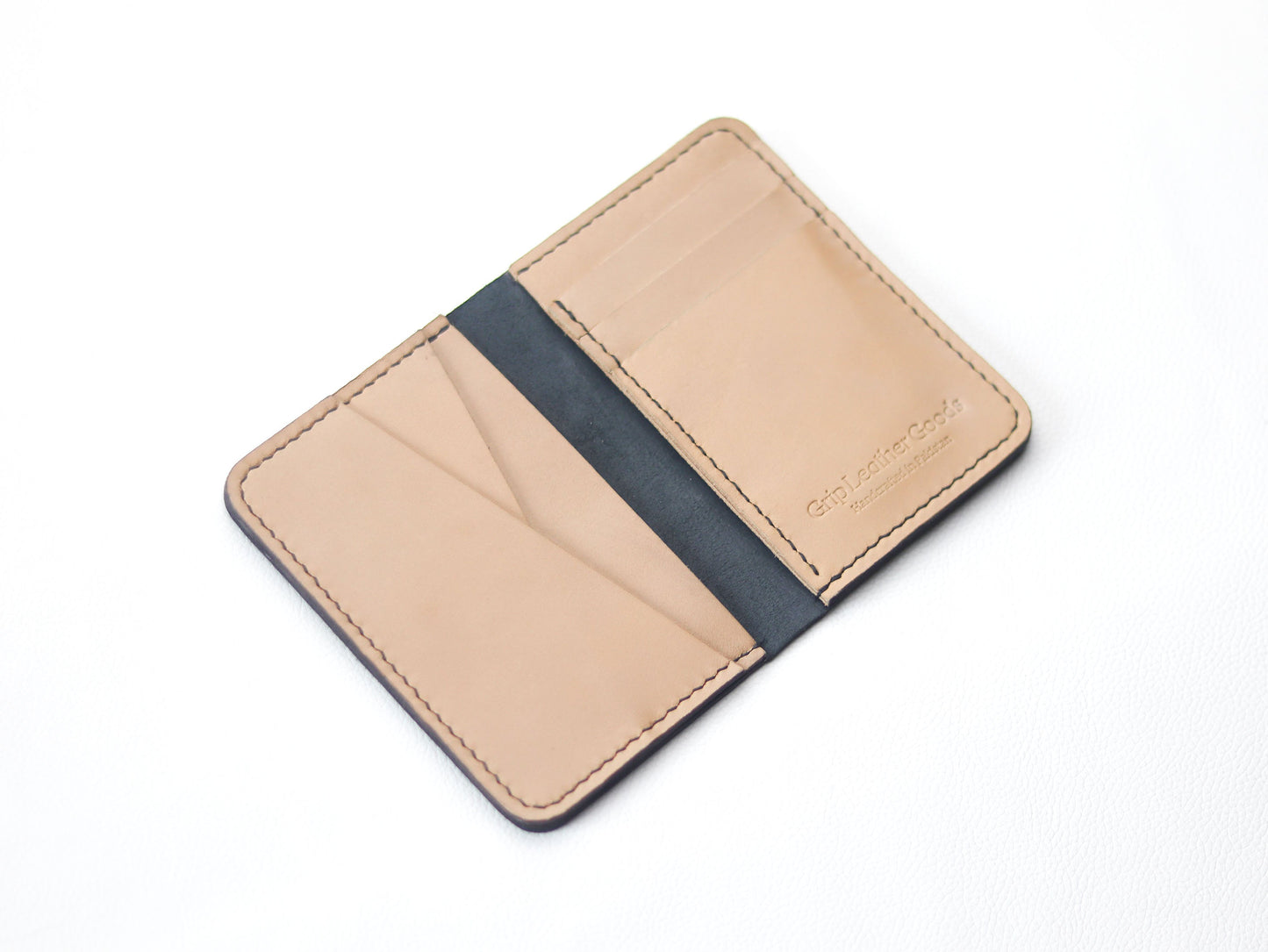 BI-FOLD SNAP WALLET CHIFFON WHITE AND BLACK GRIP LEATHER GOODS