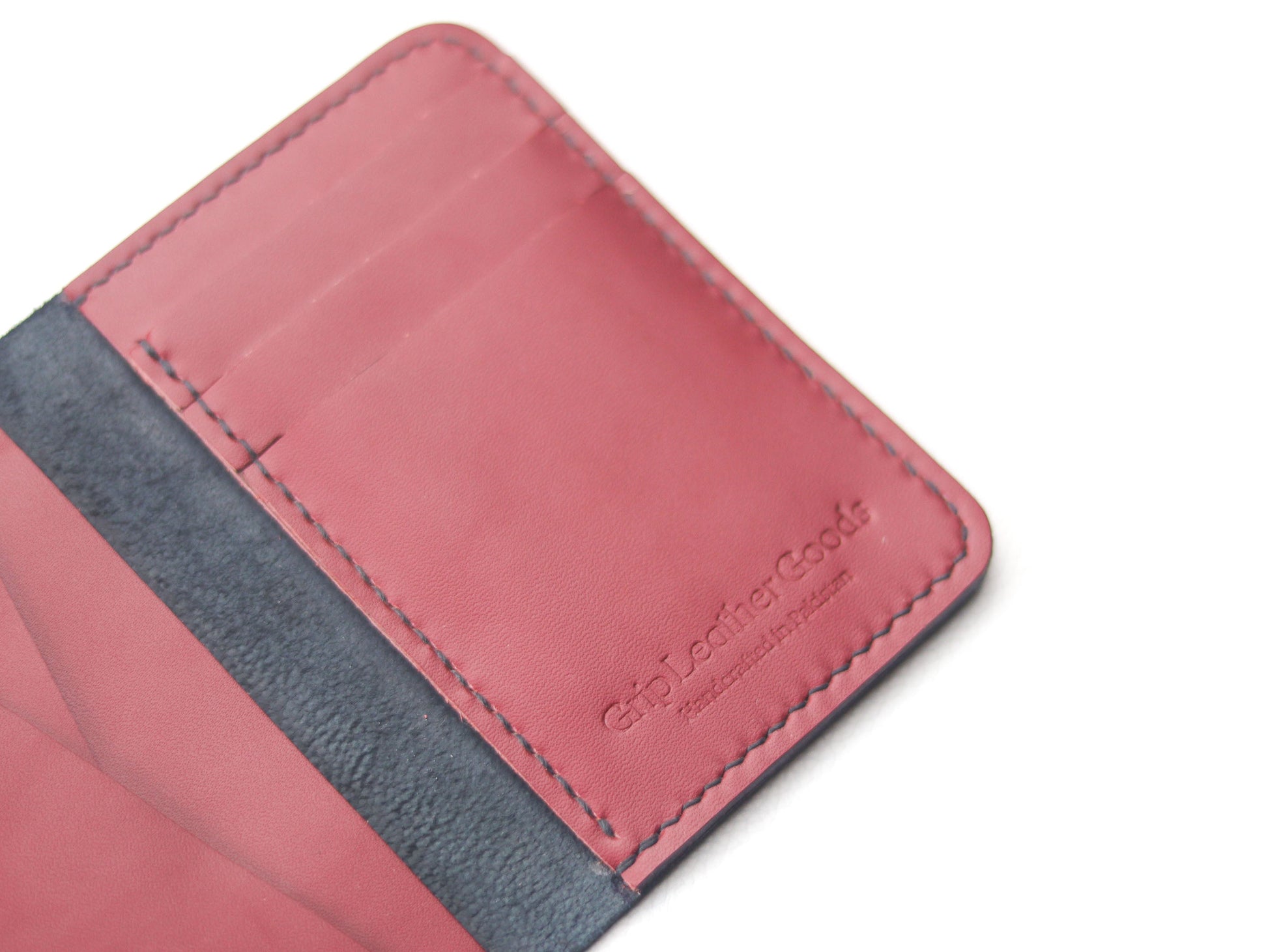 BI-FOLD SNAP WALLET CRIMSON RED AND BLACK GRIP LEATHER GOODS