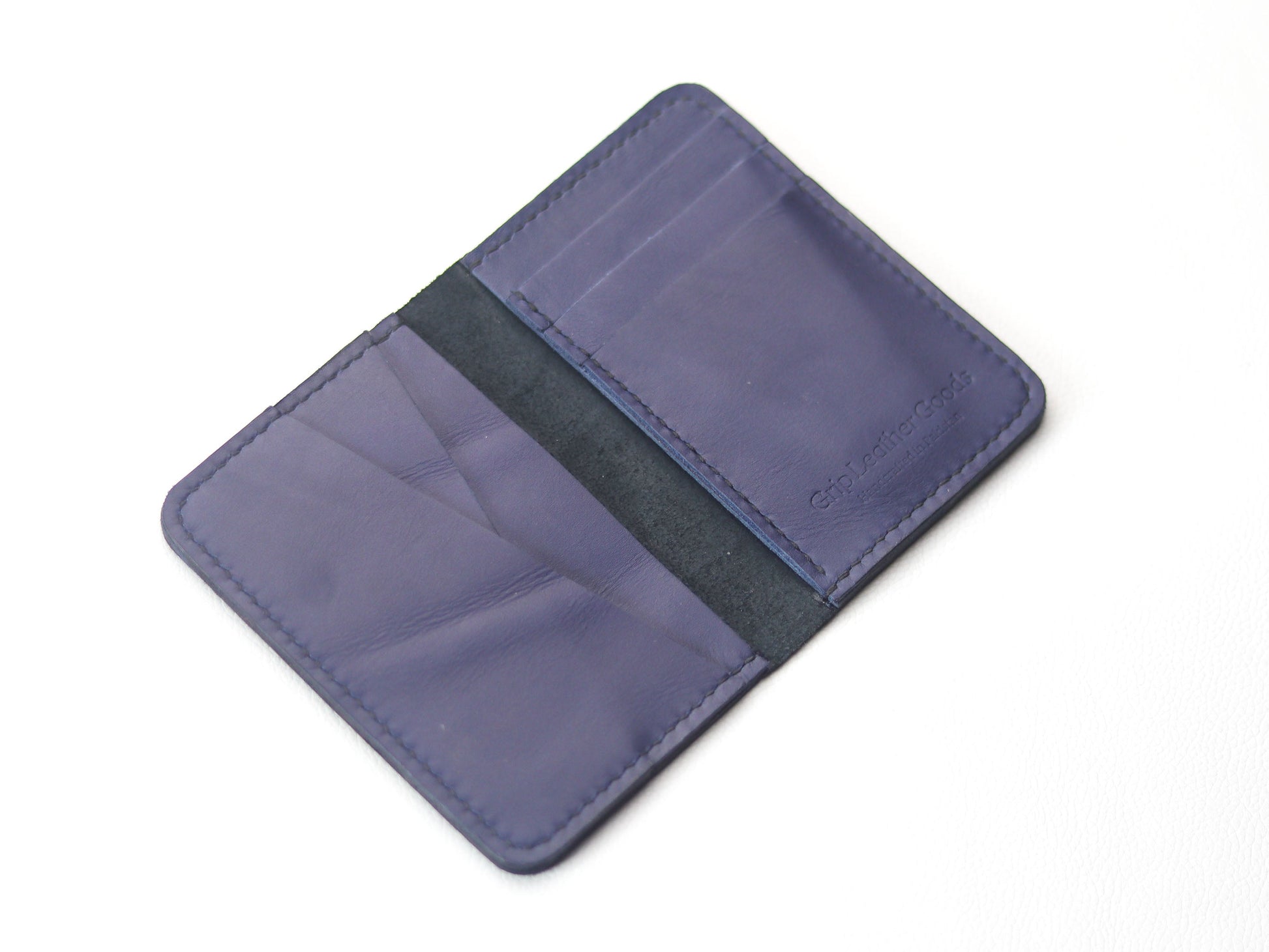 BI-FOLD SNAP WALLET OXFORD BLUE AND BLACK GRIP LEATHER GOODS