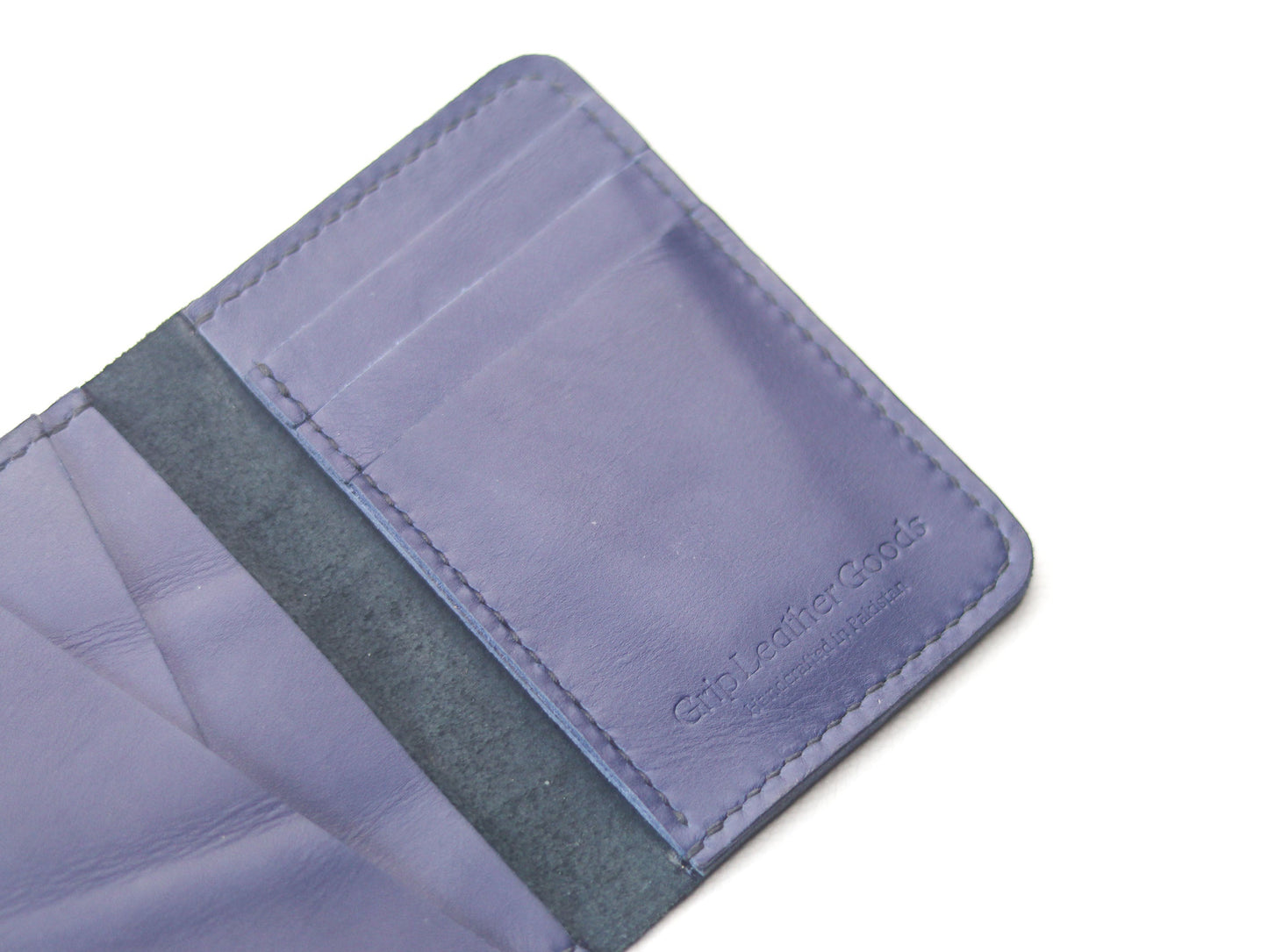 BI-FOLD SNAP WALLET OXFORD BLUE AND BLACK GRIP LEATHER GOODS