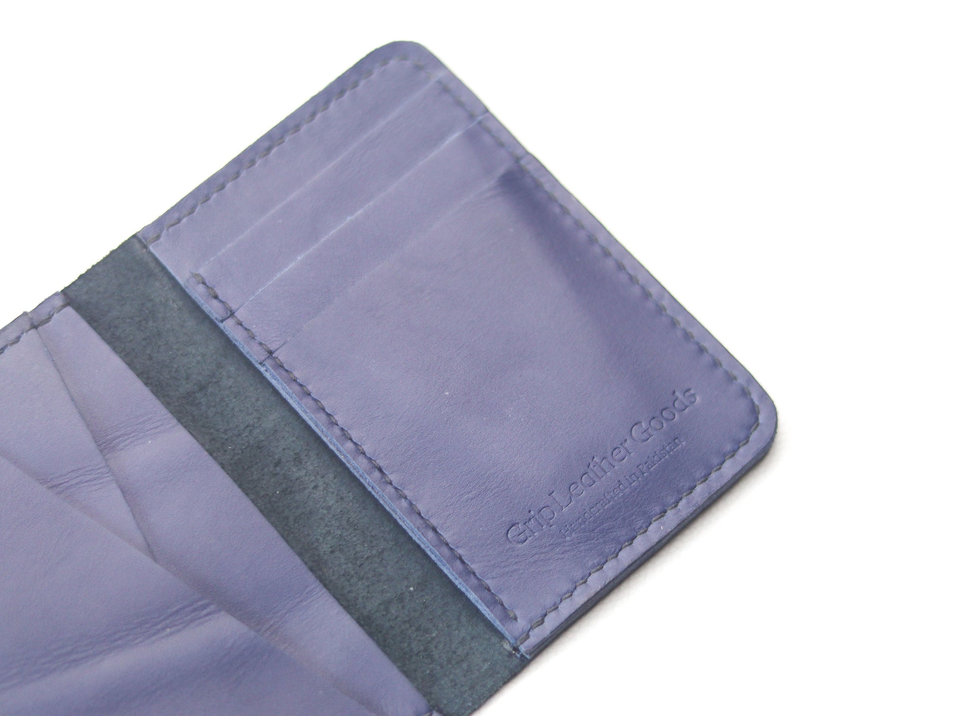 BI-FOLD SNAP WALLET OXFORD BLUE AND BLACK GRIP LEATHER GOODS