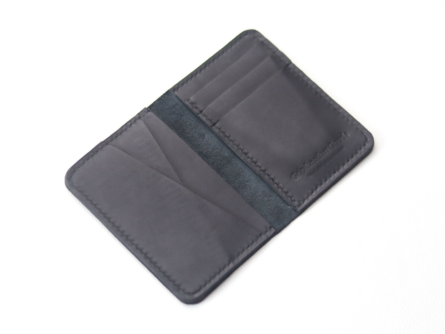 BI-FOLD SNAP WALLET DEEP PURPLE AND BLACK GRIP LEATHER GOODS
