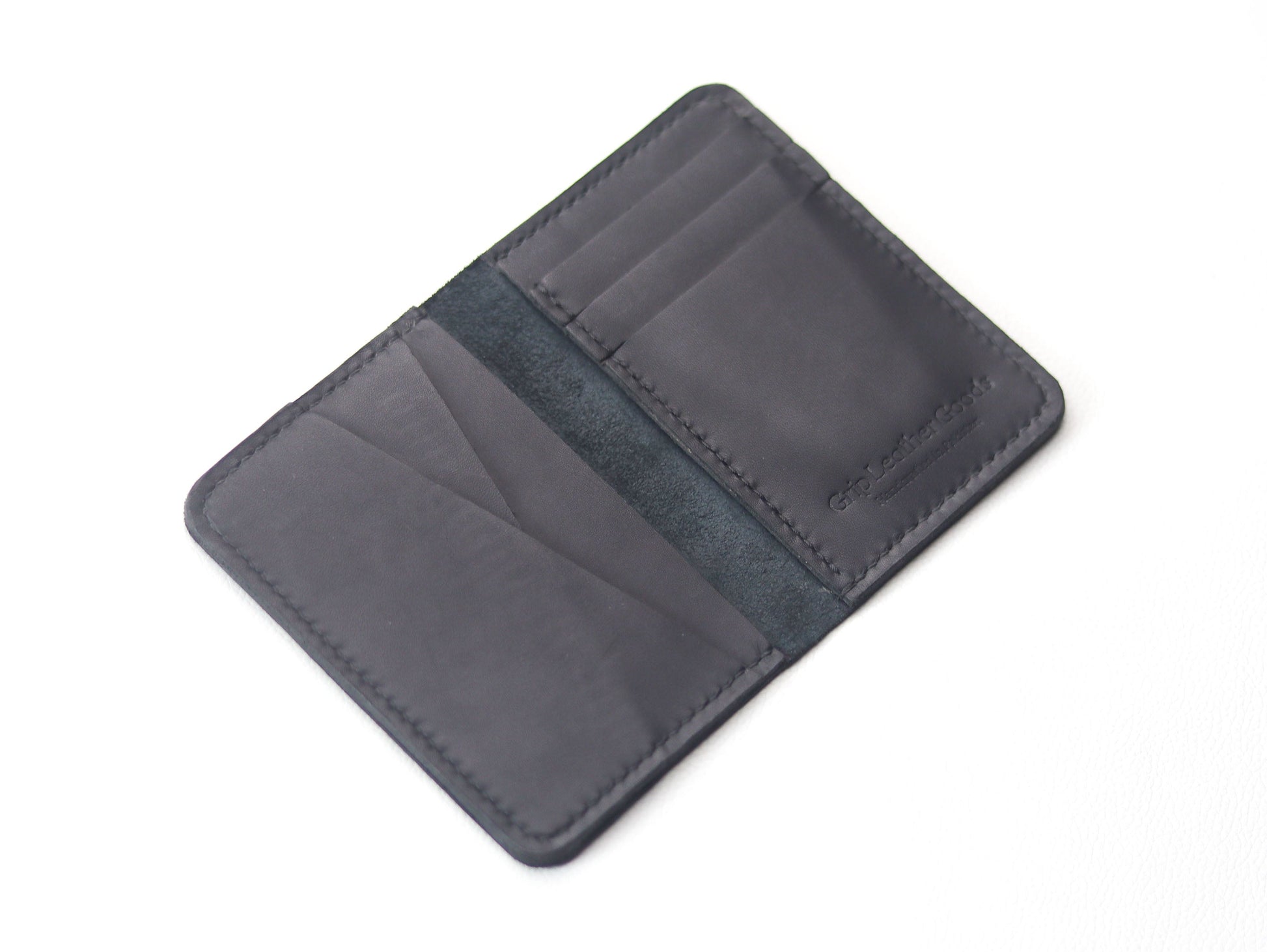 BI-FOLD SNAP WALLET DEEP PURPLE AND BLACK GRIP LEATHER GOODS
