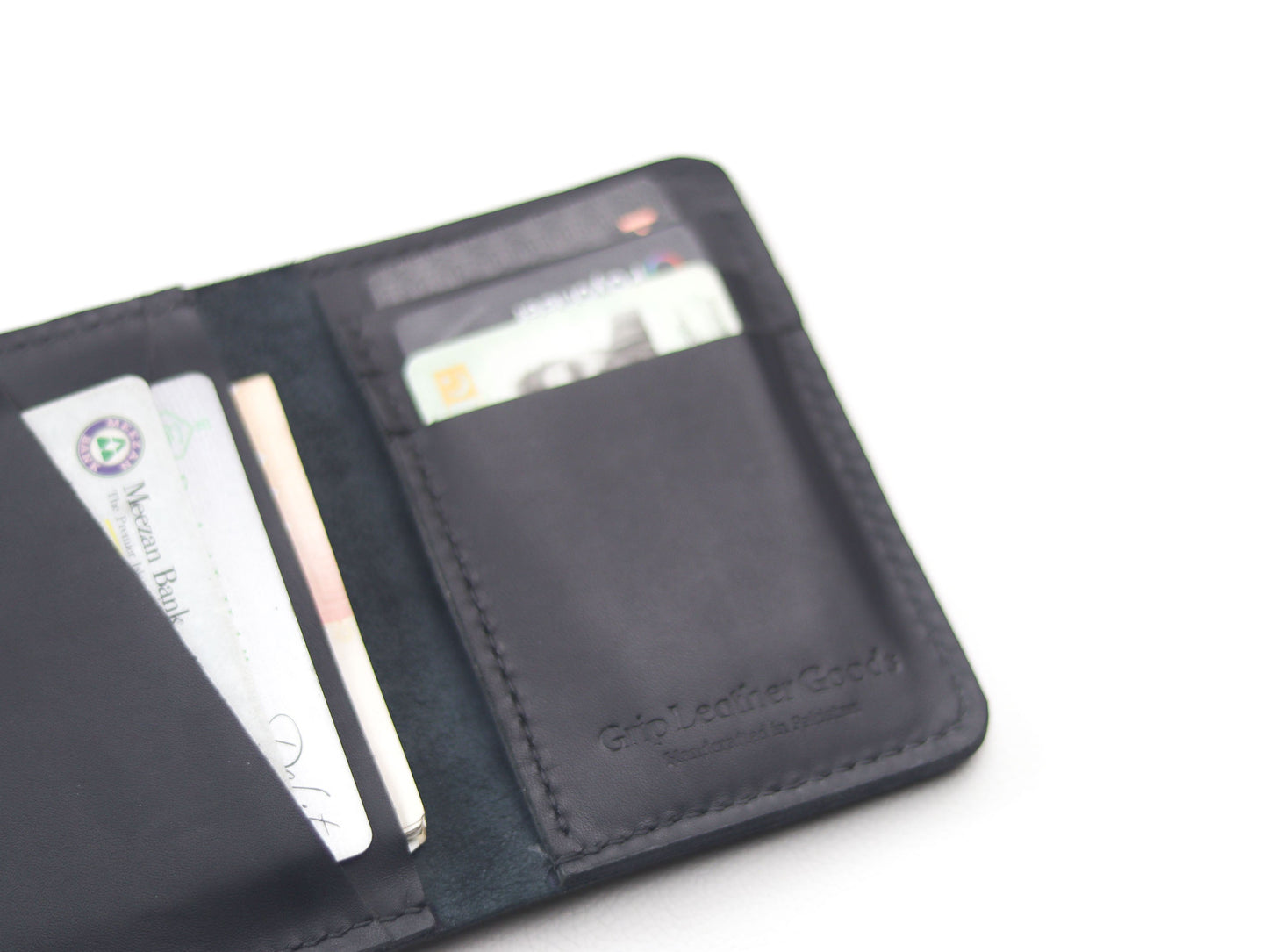 BI-FOLD SNAP WALLET FULL BLACK GRIP LEATHER GOODS