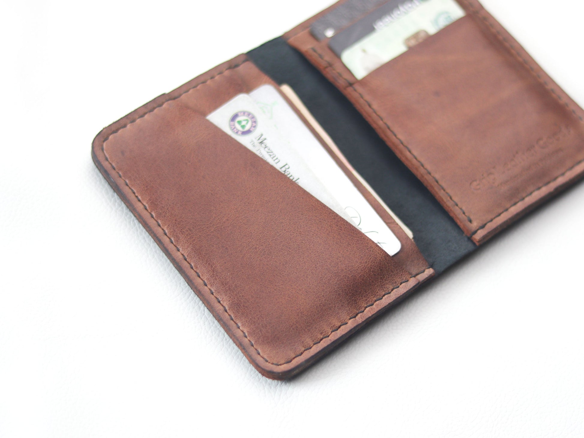 BI-FOLD SNAP WALLET BROWN AND BLACK GRIP LEATHER GOODS