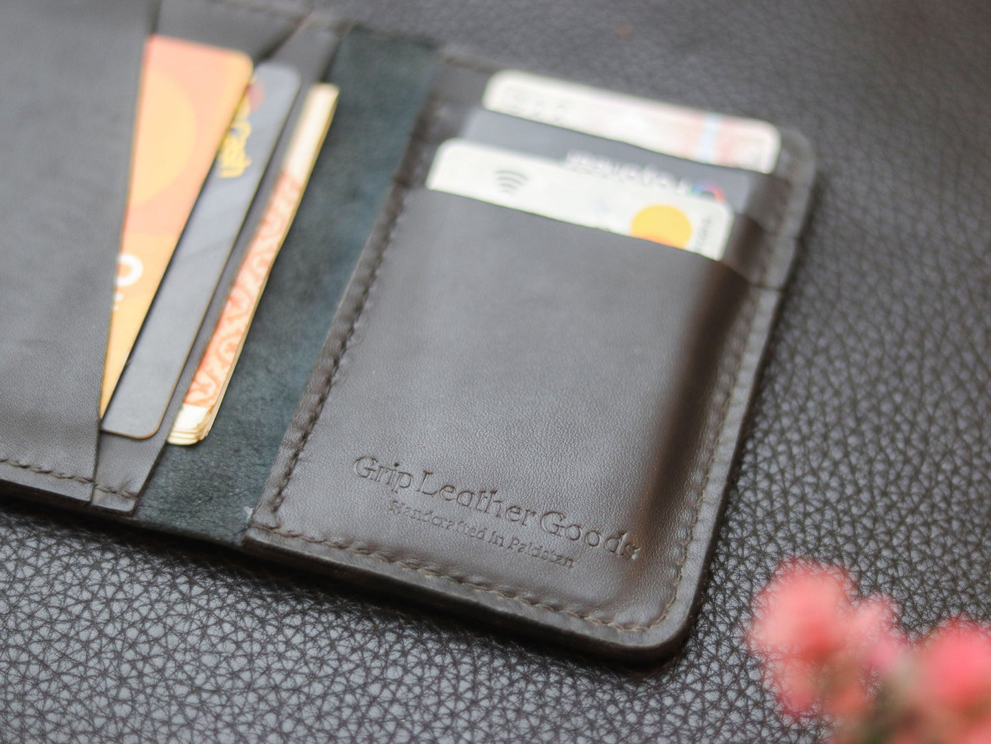 BI-FOLD SNAP WALLET FULL BLACK GRIP LEATHER GOODS