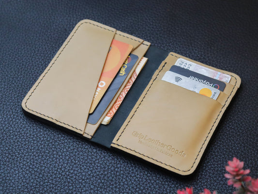 BI-FOLD SNAP WALLET CHIFFON WHITE AND BLACK GRIP LEATHER GOODS