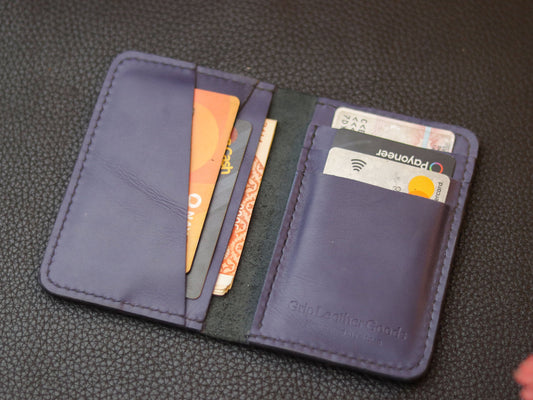 BI-FOLD SNAP WALLET OXFORD BLUE AND BLACK GRIP LEATHER GOODS