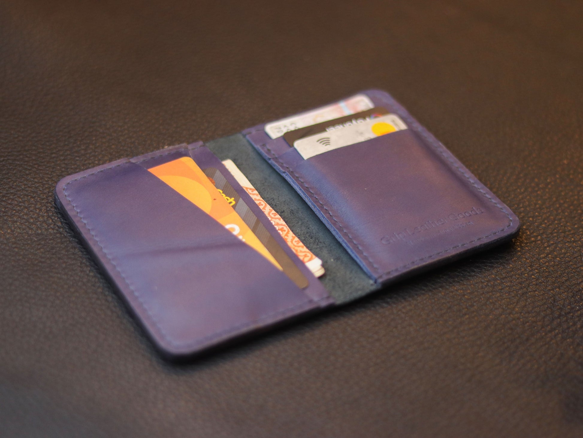 BI-FOLD SNAP WALLET OXFORD BLUE AND BLACK GRIP LEATHER GOODS