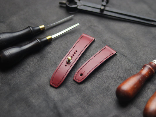 CRIMSON RED (BLACK) - FULL STITCHED WATCH STRAPS grip