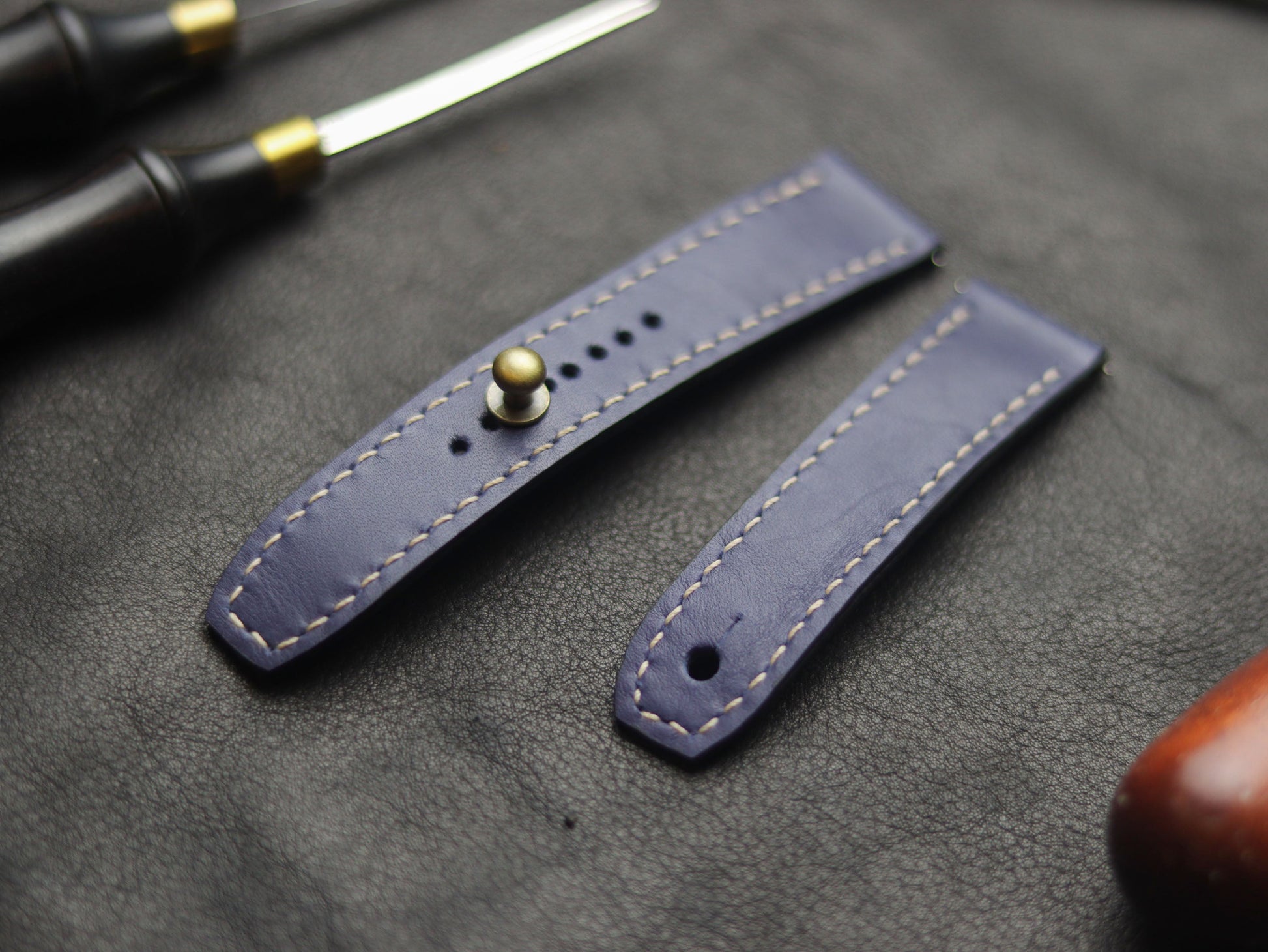 CLASSIC BLUE (BEACH) - FULL STITCHED WATCH STRAPS grip