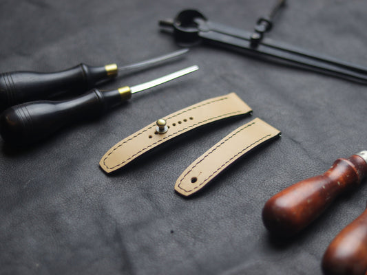 CHIFFON WHITE  (BLACK) - FULL STITCHED WATCH STRAPS grip