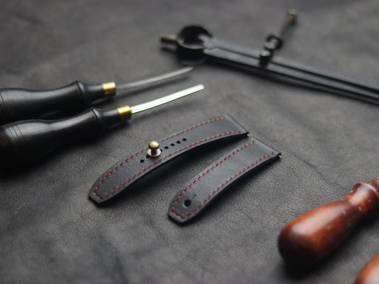 PANTOM BLACK (RED) - FULL STITCHED WATCH STRAPS grip