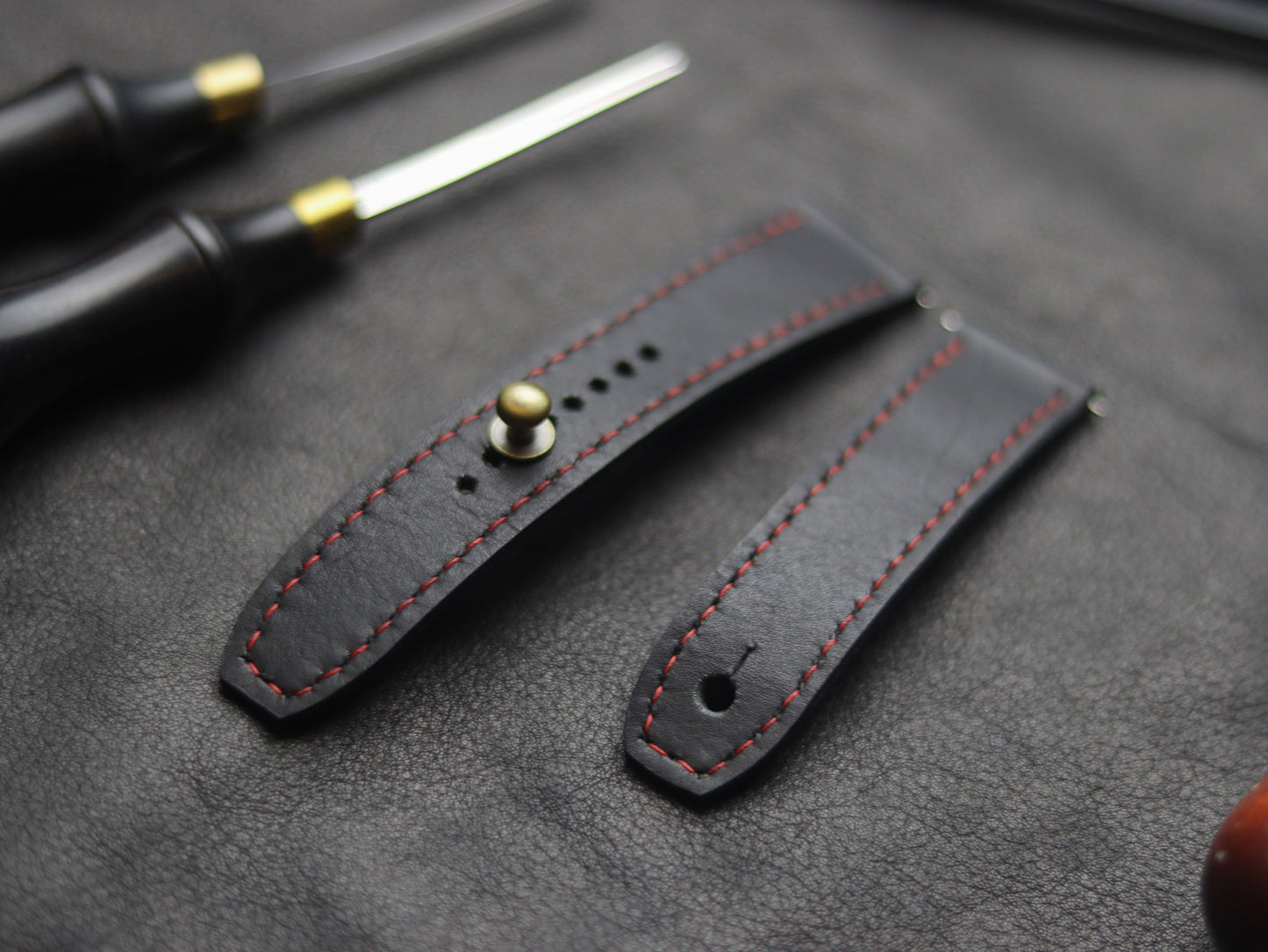PANTOM BLACK (RED) - FULL STITCHED WATCH STRAPS grip