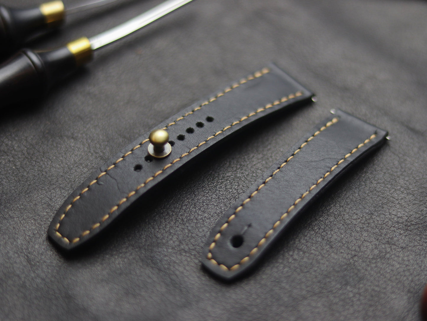 PANTOM BLACK  (ORANGE) - FULL STITCHED WATCH STRAPS grip
