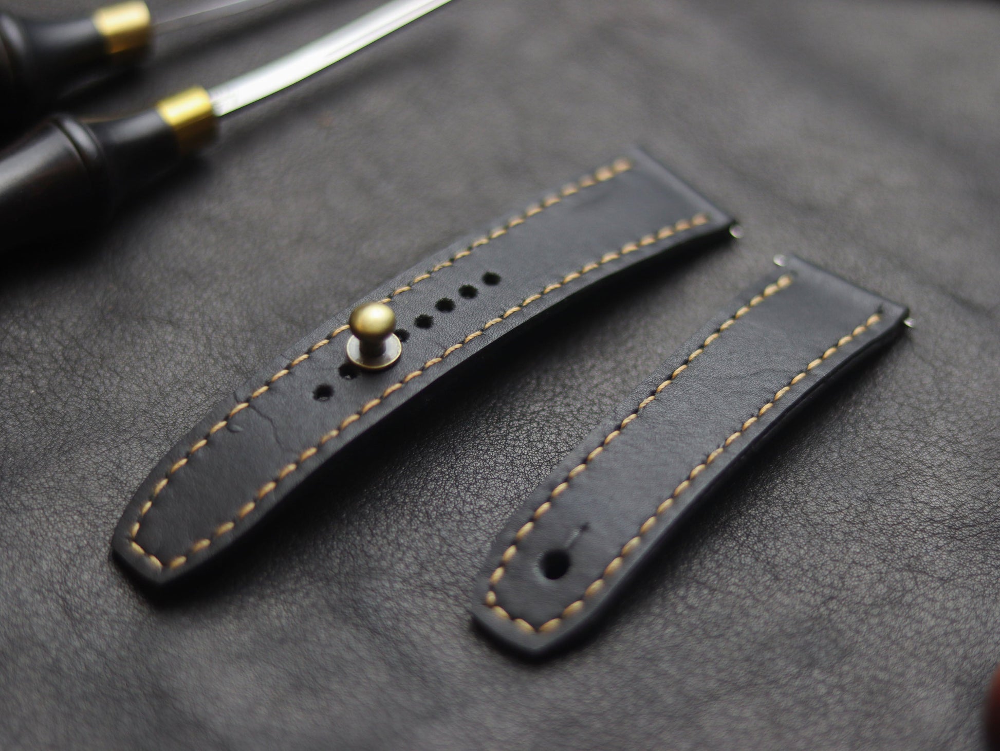 PANTOM BLACK  (ORANGE) - FULL STITCHED WATCH STRAPS grip