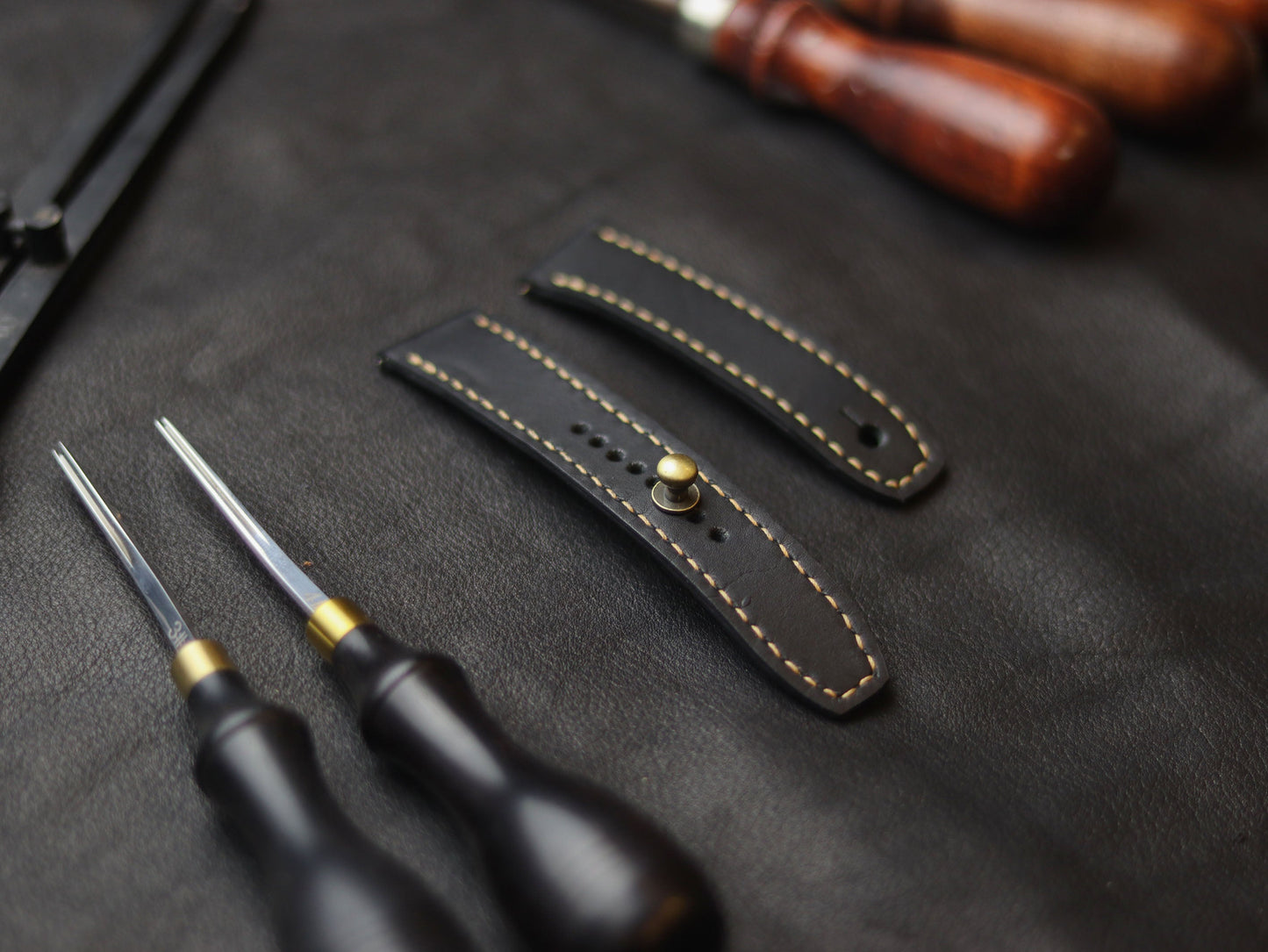 PANTOM BLACK  (ORANGE) - FULL STITCHED WATCH STRAPS grip