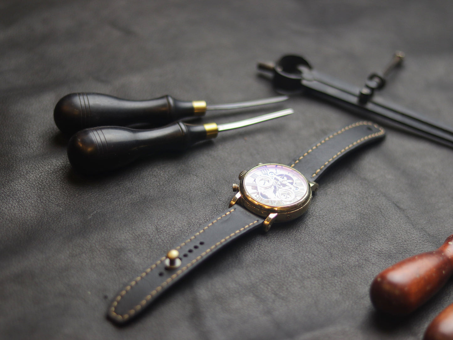 PANTOM BLACK  (ORANGE) - FULL STITCHED WATCH STRAPS grip