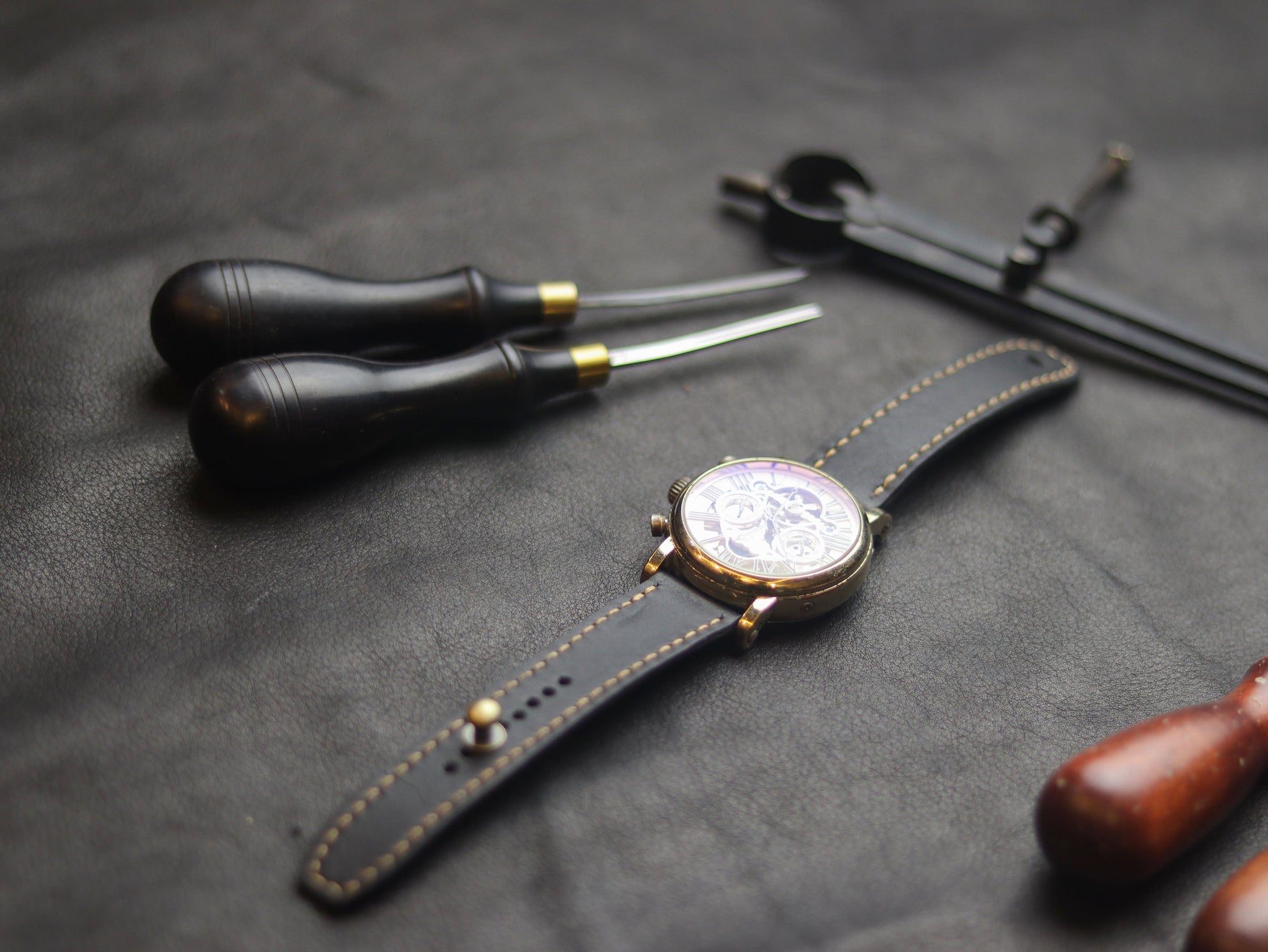 PANTOM BLACK  (ORANGE) - FULL STITCHED WATCH STRAPS grip
