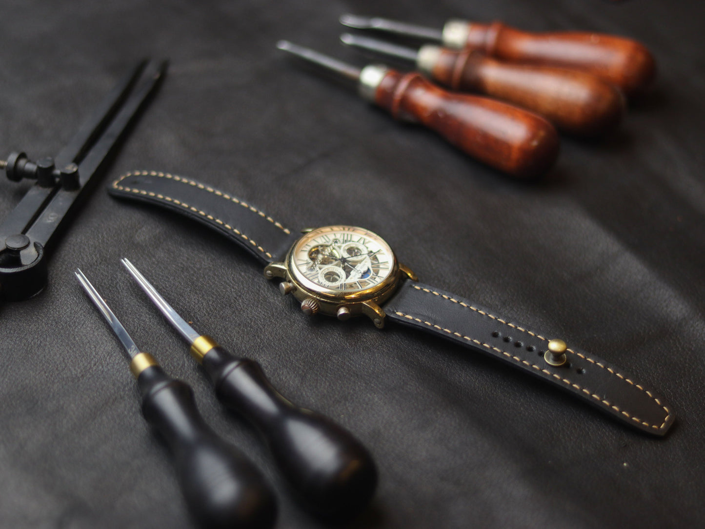 PANTOM BLACK  (ORANGE) - FULL STITCHED WATCH STRAPS grip