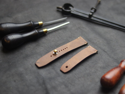 WALNAT  BROWN  (BEACH) - MINIMAL STITCHED WATCH STRAPS grip