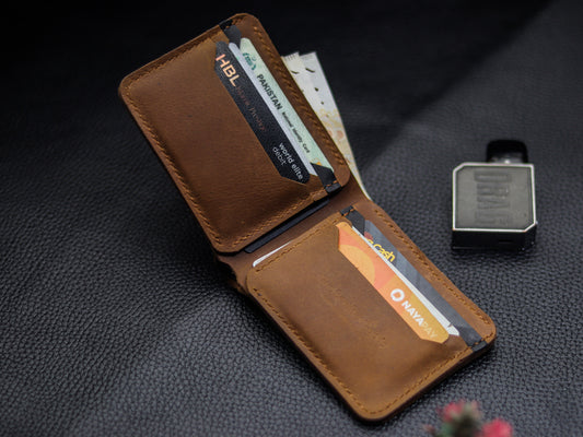 URBAN LEATHER WALLET MUSTARD BROWN & BLACK - grip