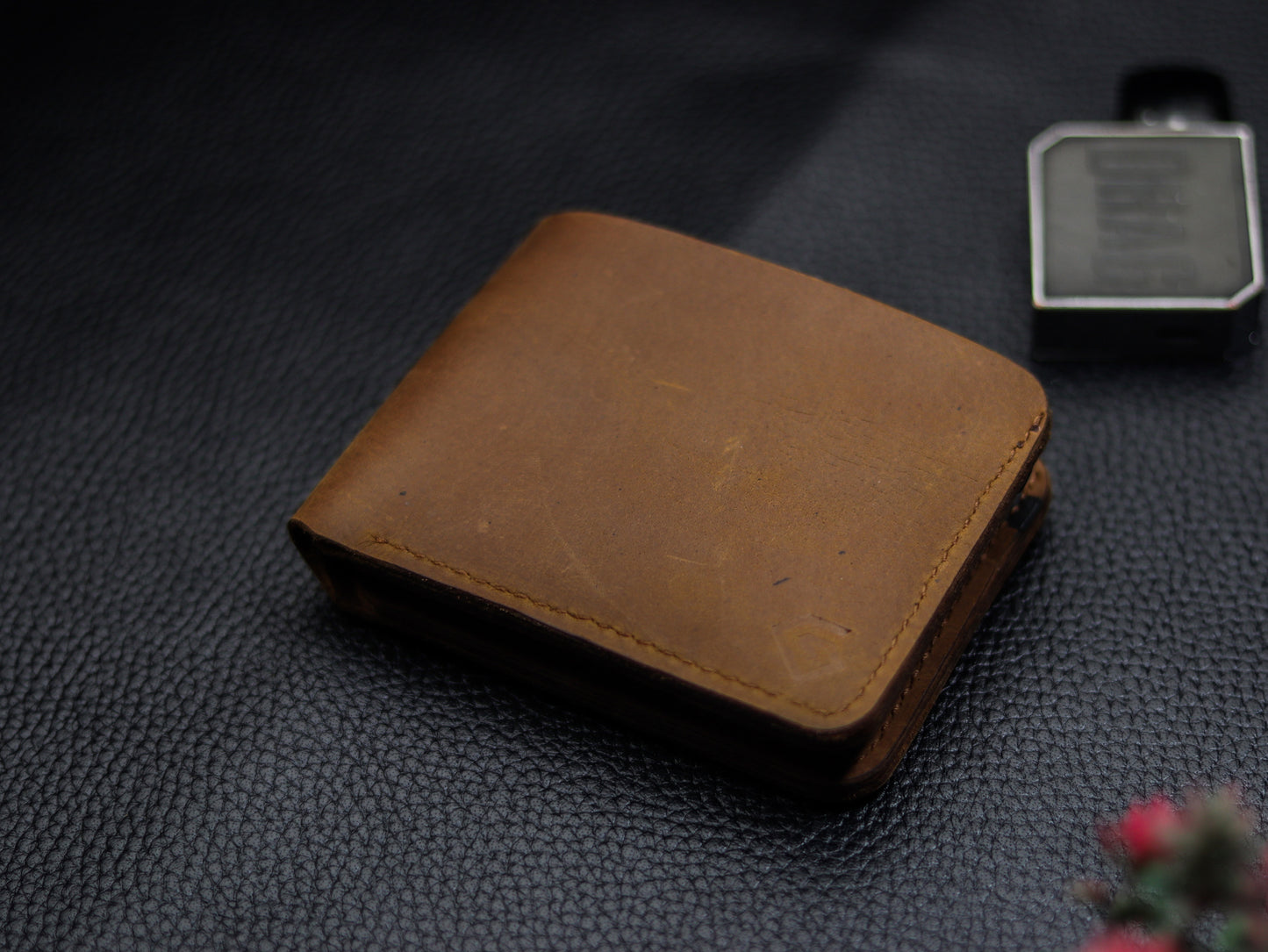 URBAN LEATHER WALLET MUSTARD BROWN & BLACK - grip