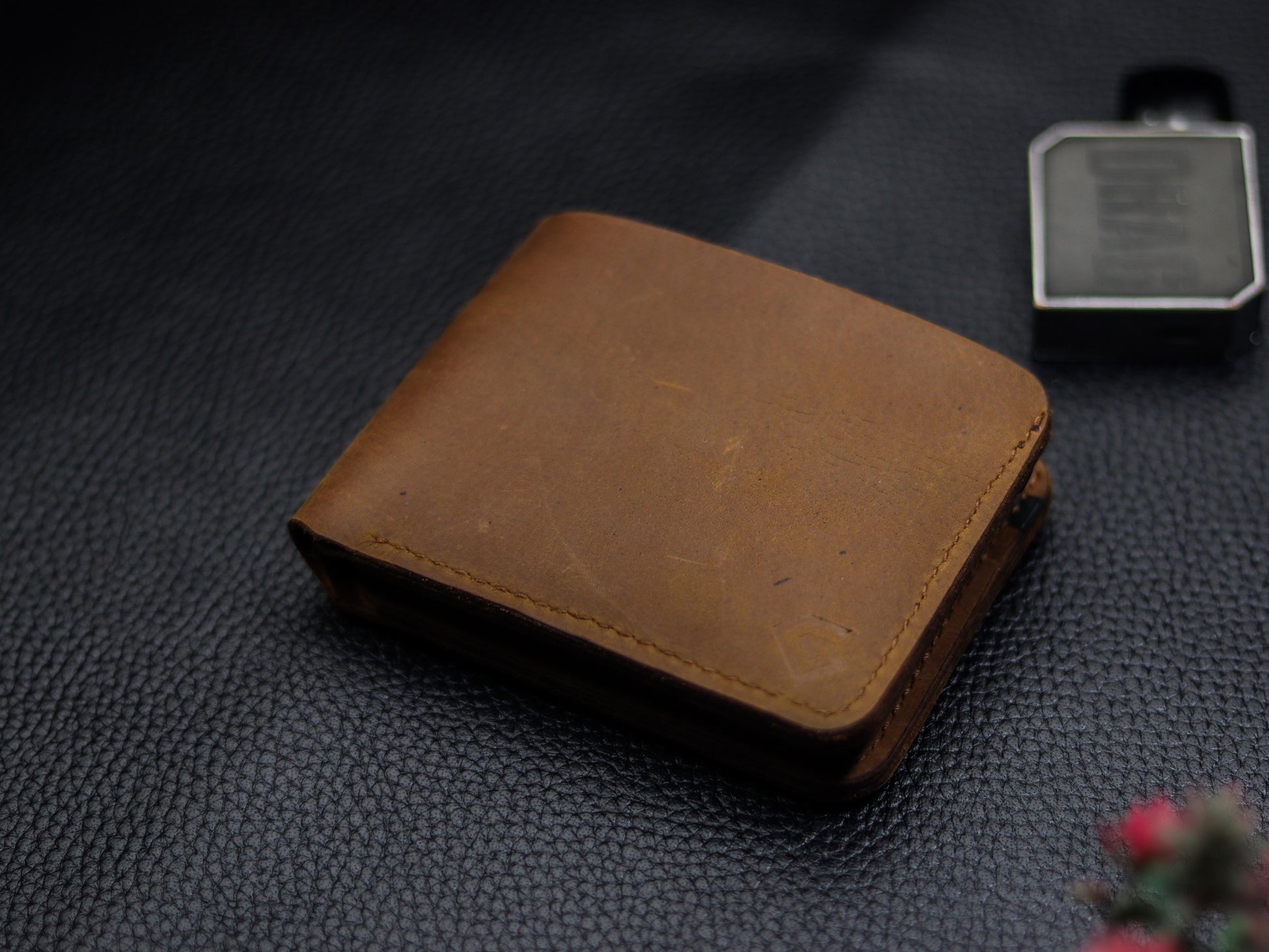 URBAN LEATHER WALLET MUSTARD BROWN & BLACK - grip