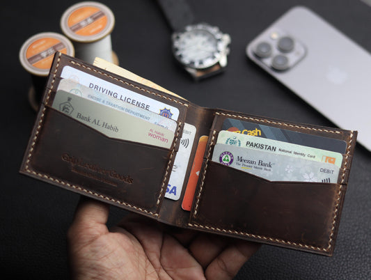 ZORVANE Slim Bifold Wallet – Premium Top Grain Leather Eclipse Brown