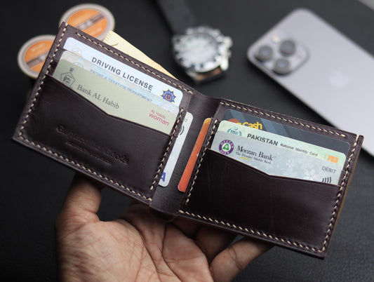ZORVANE Slim Bifold Wallet – Premium Top Grain Leather Walnut  Brown