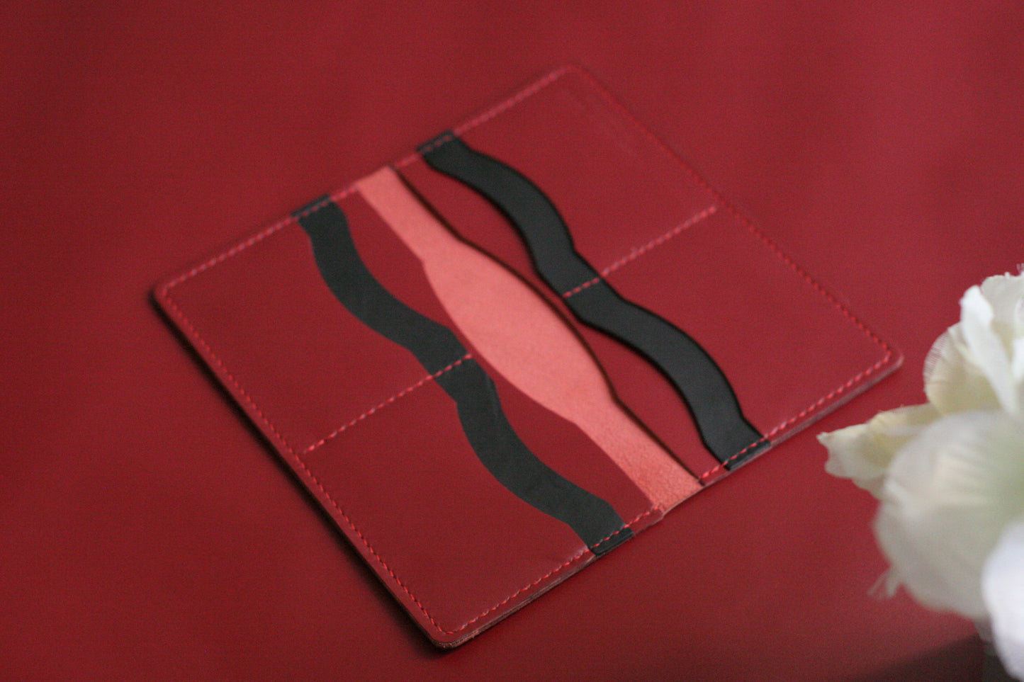 Men's Leather Long Wallet Crimson Red GRIP LEATHER GOODS