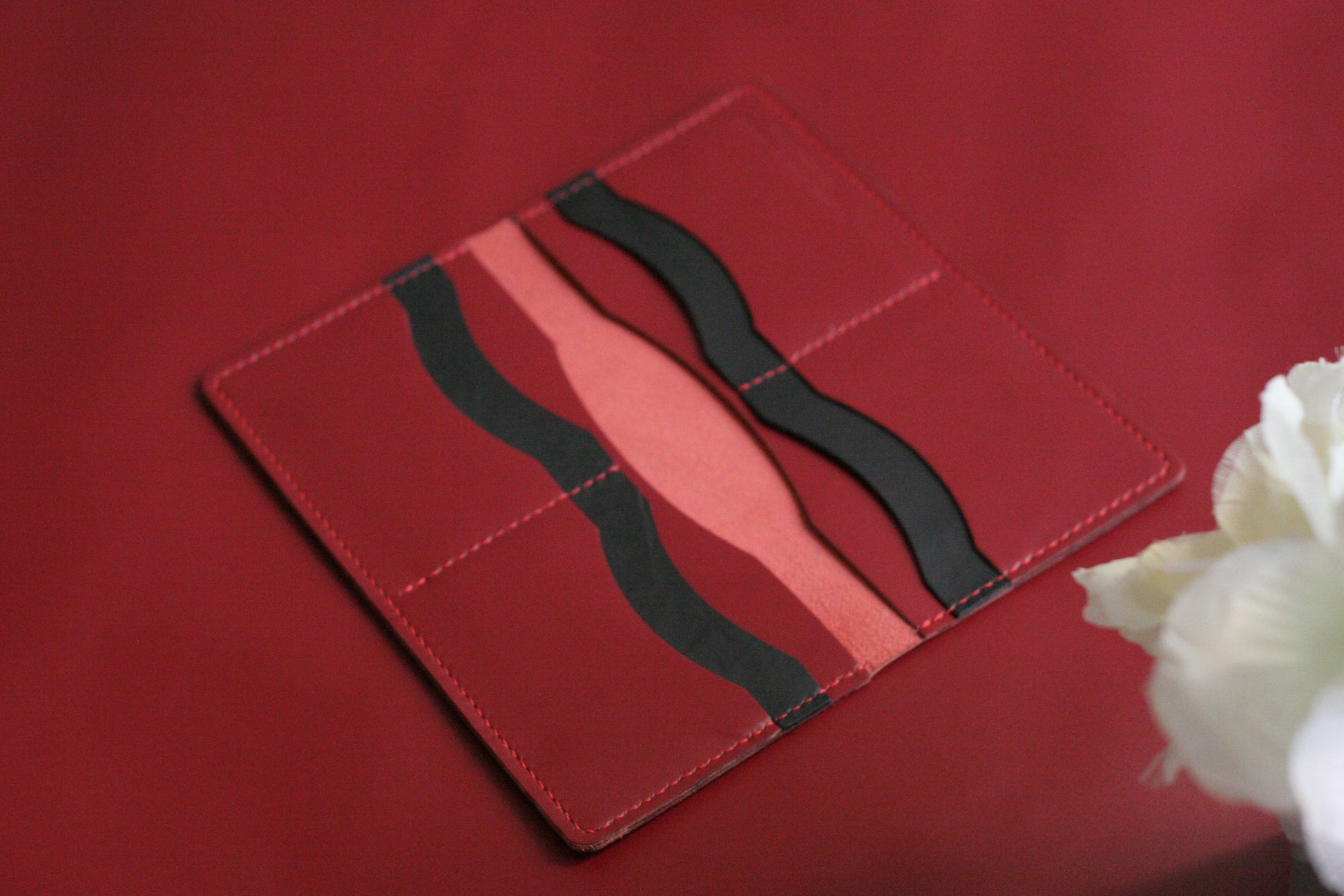 Men's Leather Long Wallet Crimson Red GRIP LEATHER GOODS