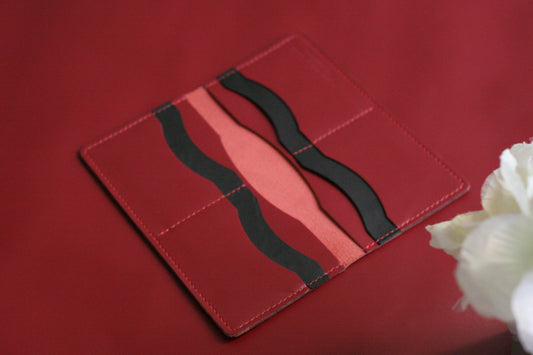 Men's Leather Long Wallet Crimson Red GRIP LEATHER GOODS