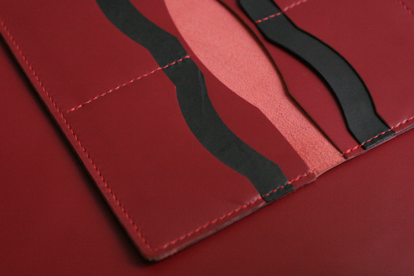 Men's Leather Long Wallet Crimson Red GRIP LEATHER GOODS