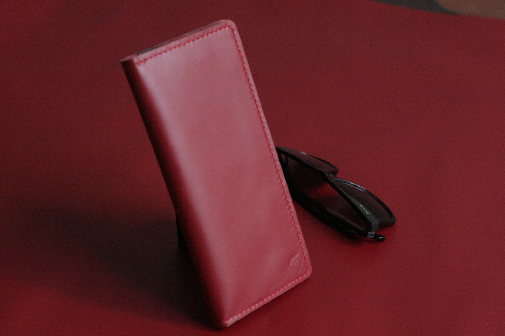 Men's Leather Long Wallet Crimson Red GRIP LEATHER GOODS