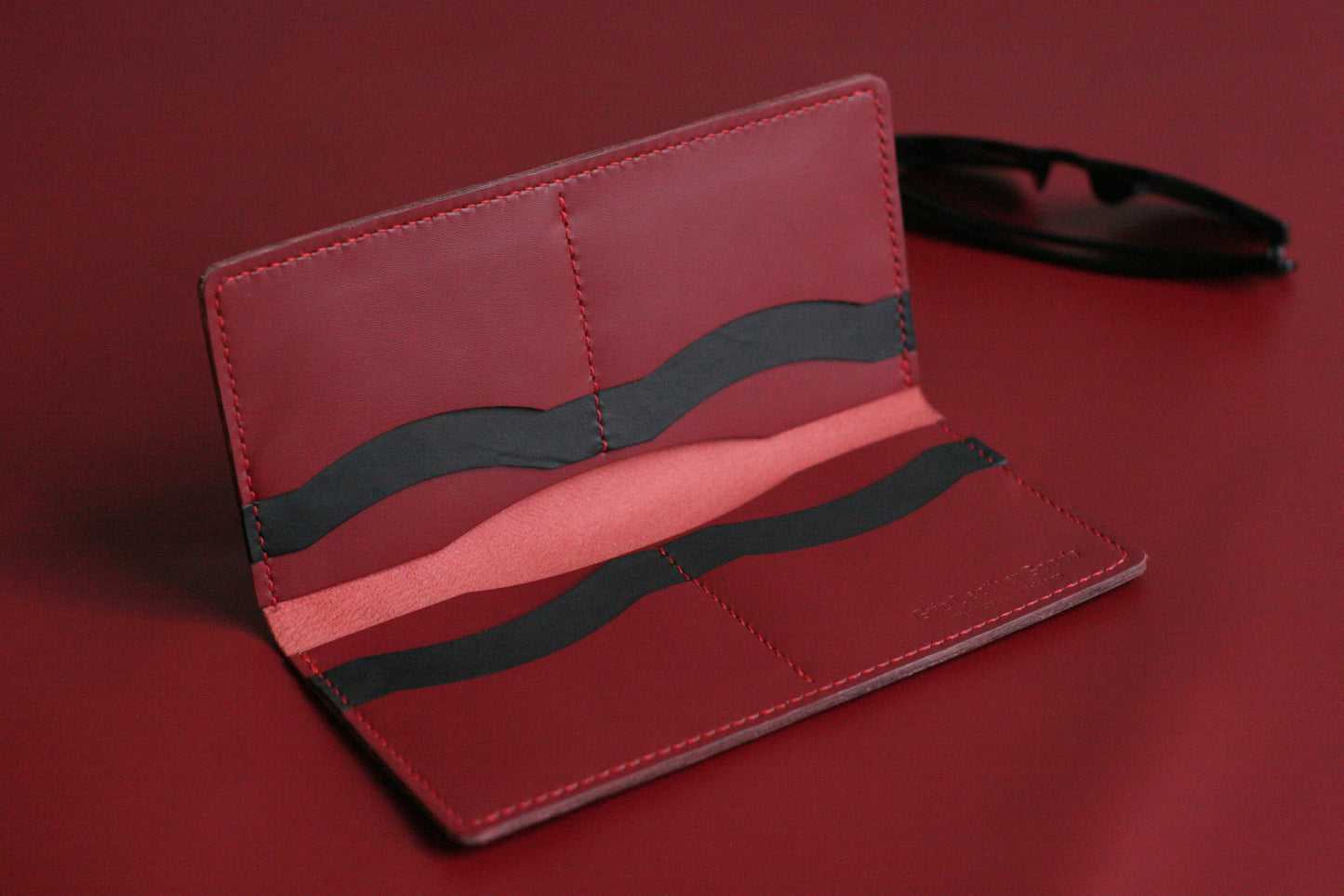 Men's Leather Long Wallet Crimson Red GRIP LEATHER GOODS