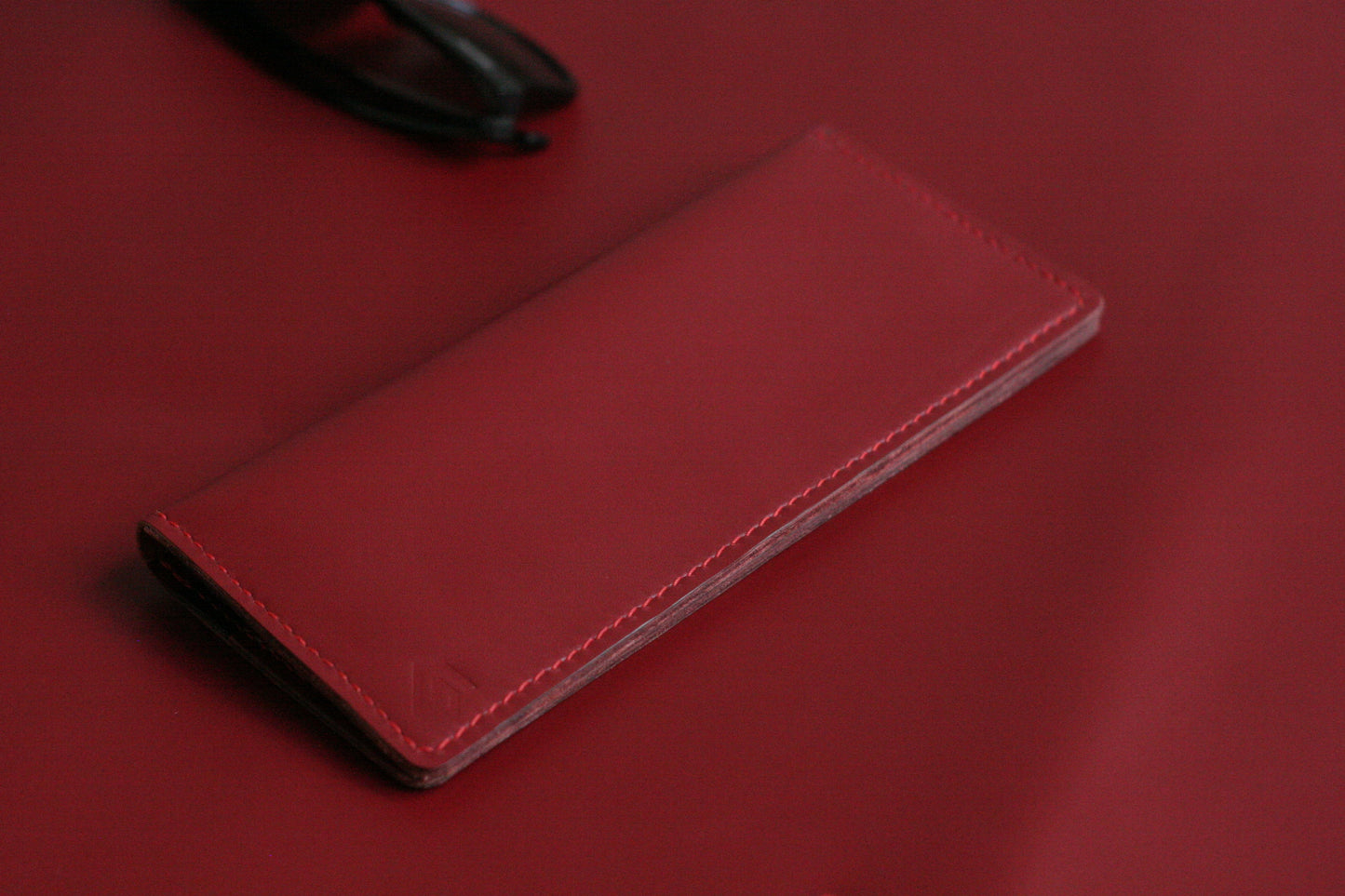 Men's Leather Long Wallet Crimson Red GRIP LEATHER GOODS