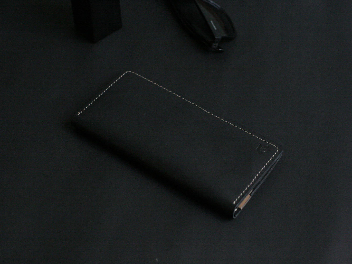 Men's Leather Long Wallet Charcole Black GRIP LEATHER GOODS