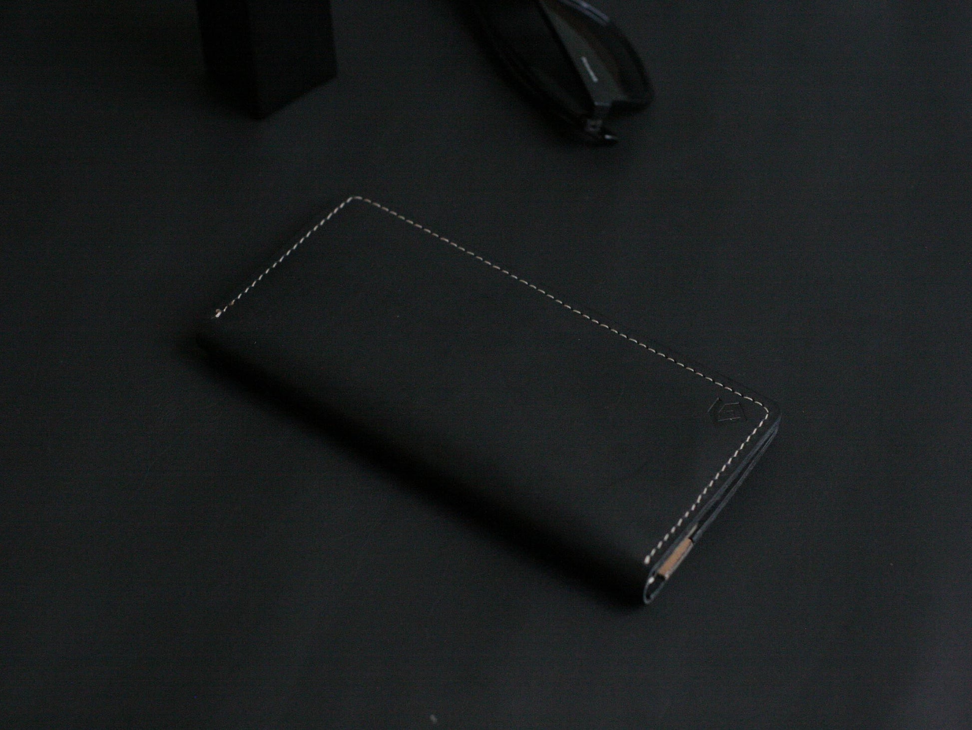 Men's Leather Long Wallet Charcole Black GRIP LEATHER GOODS