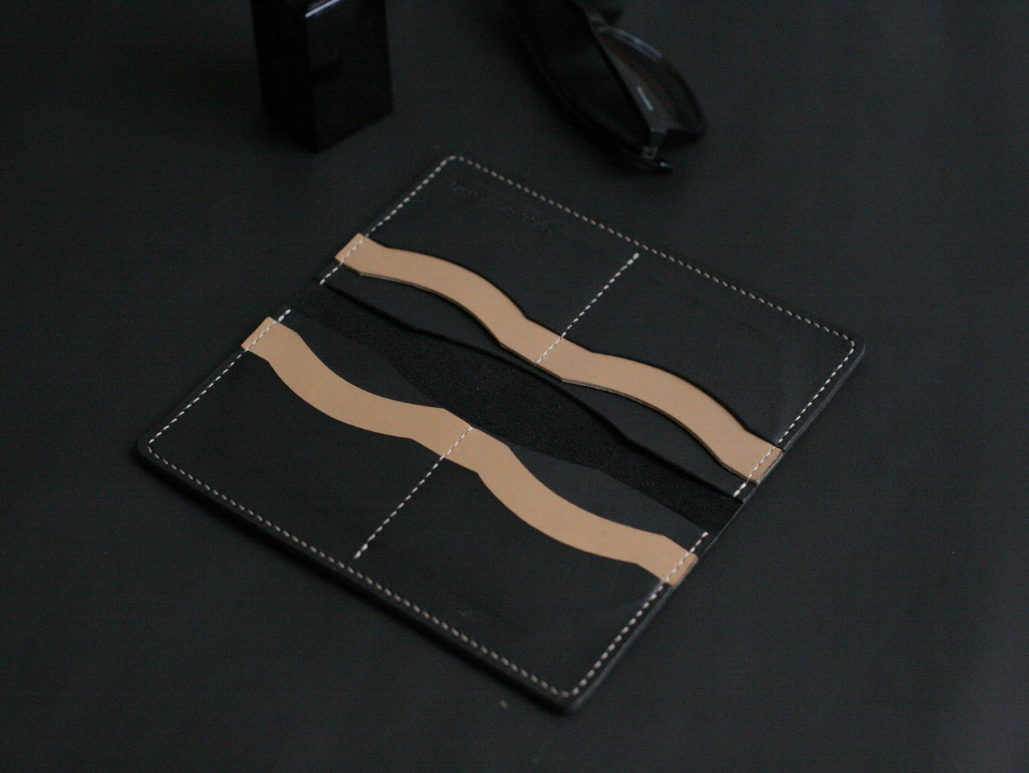 Men's Leather Long Wallet Charcole Black GRIP LEATHER GOODS