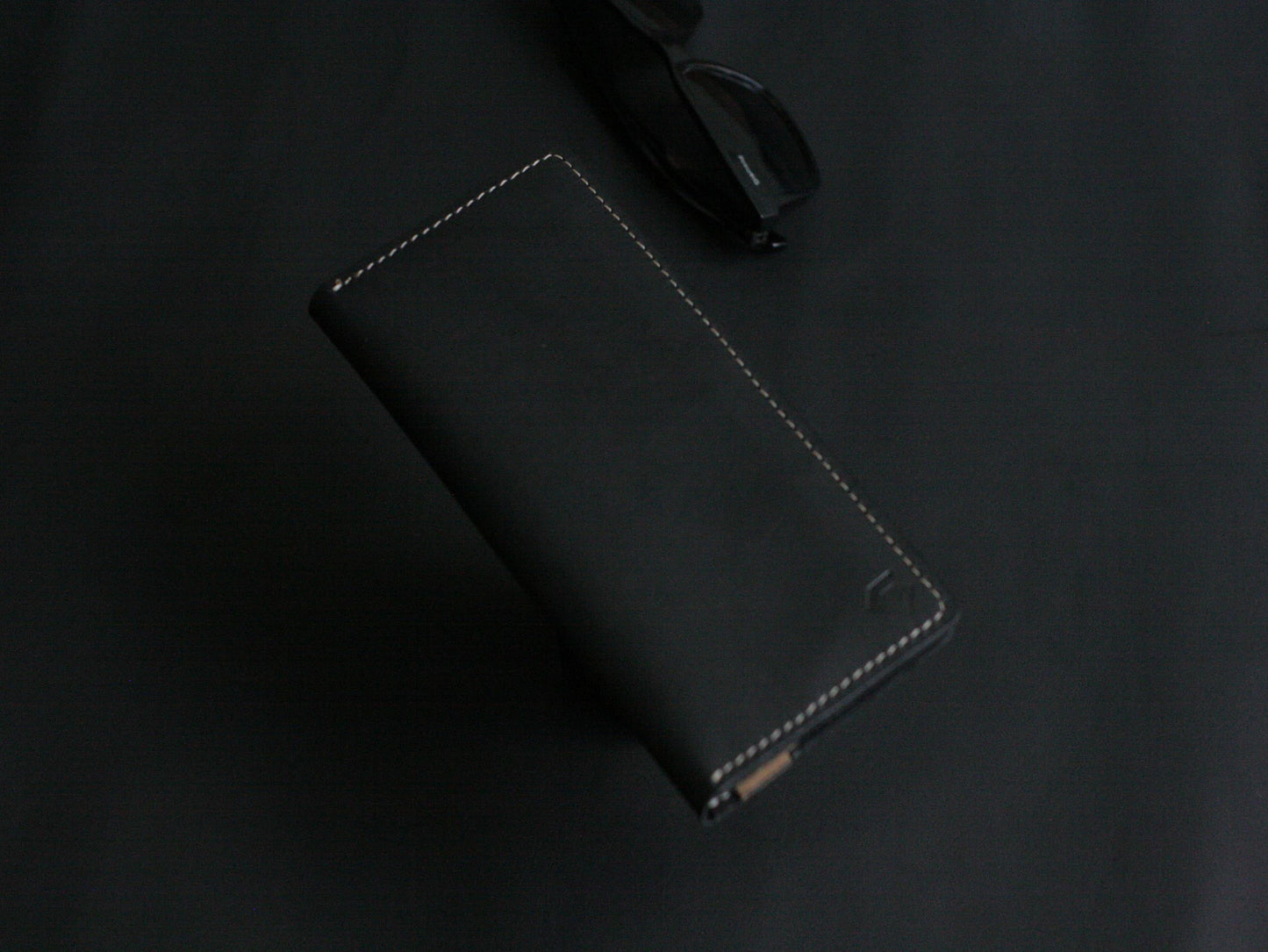Men's Leather Long Wallet Charcole Black GRIP LEATHER GOODS