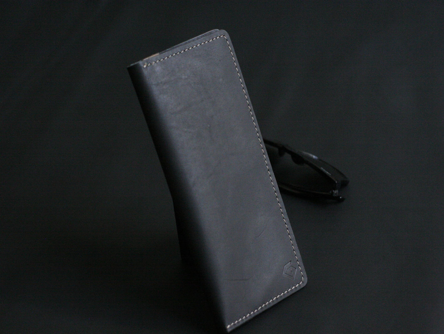 Men's Leather Long Wallet Charcole Black GRIP LEATHER GOODS