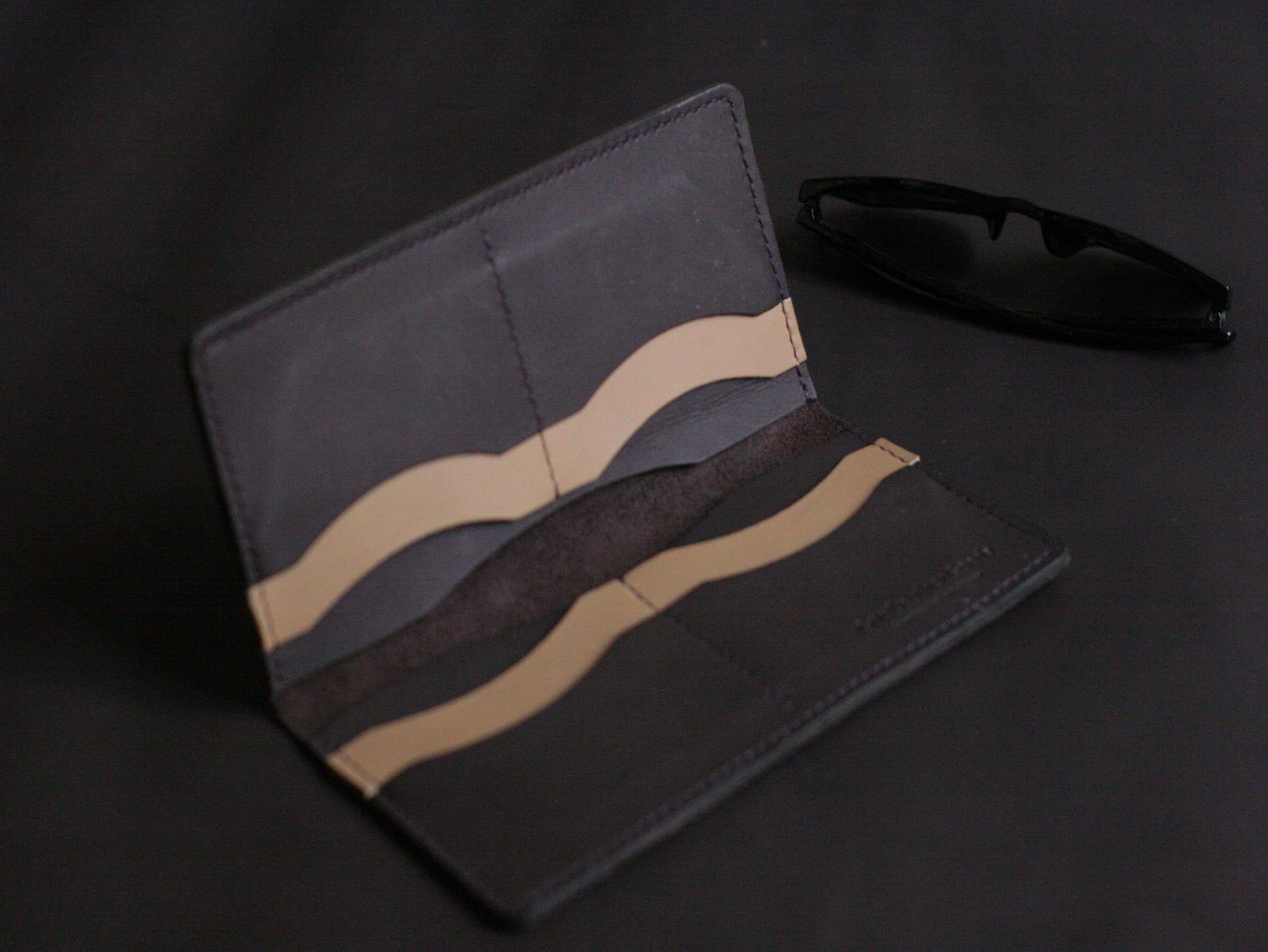 Men's Leather Long Wallet Deep Purple GRIP LEATHER GOODS